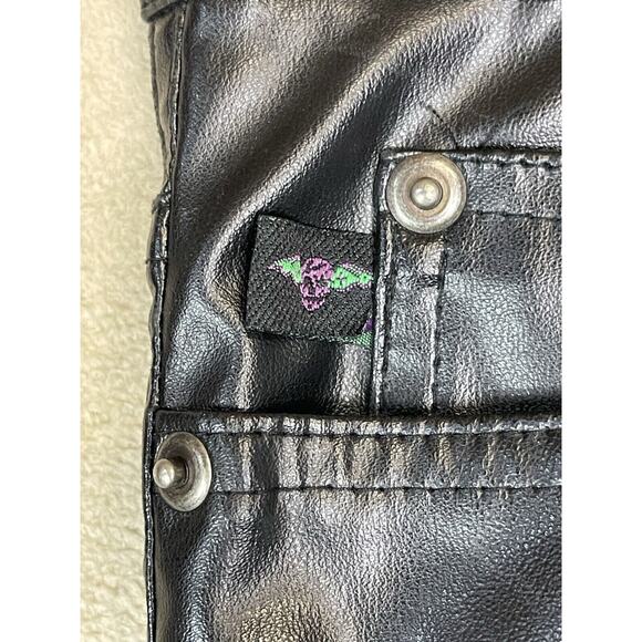 TRIPP NYC Pants Womens 3 Black Faux Leather Straight Leg Embroidered Back Pocket - Picture 9 of 14